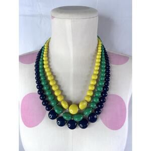 Charming Charlie Multi Strand Beaded Necklace Green Yellow Mardi Gras Costume